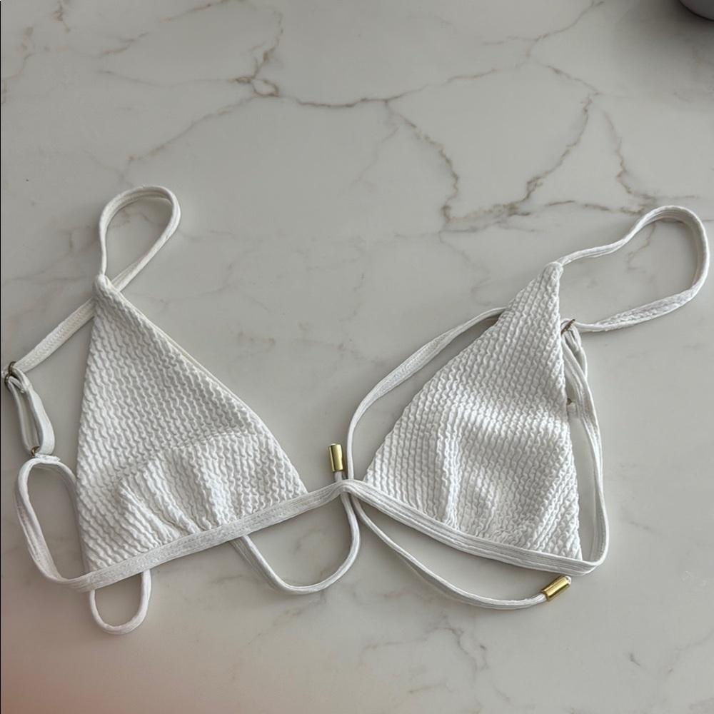 Monday Swimwear White Textured Bikini Top